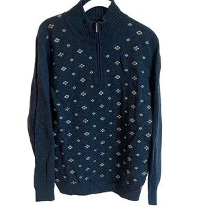 Jos. A Bank Vintage Men’s Lambs Wool 1/4 Zip Blue Pullover Sweater Medium
